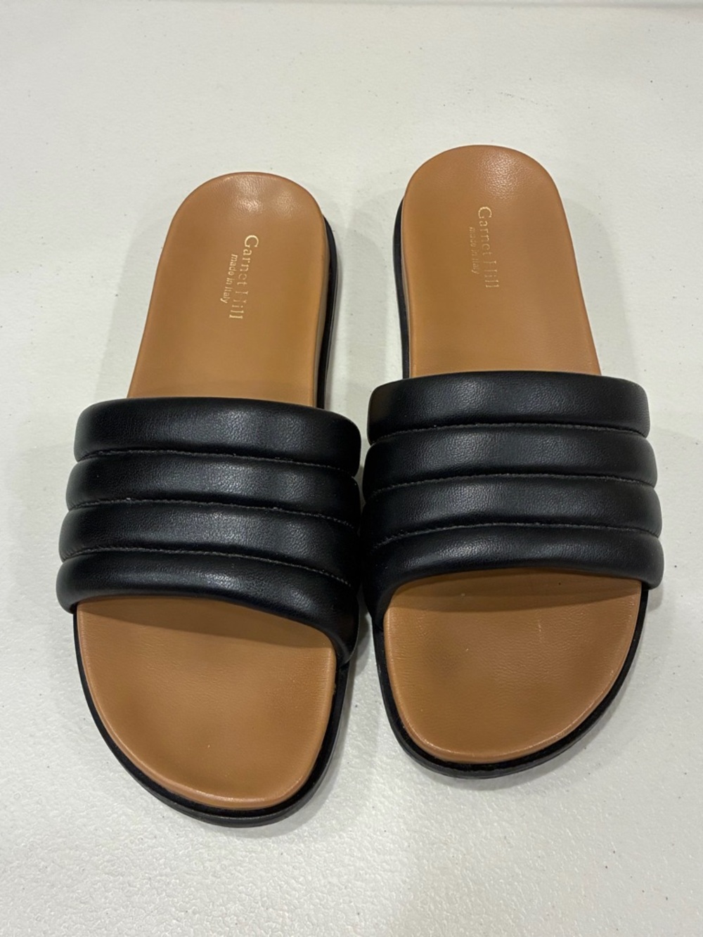 Garnet Hill Daria Sandals Women’s Sz 7.5 Made In Italy Leather Slide